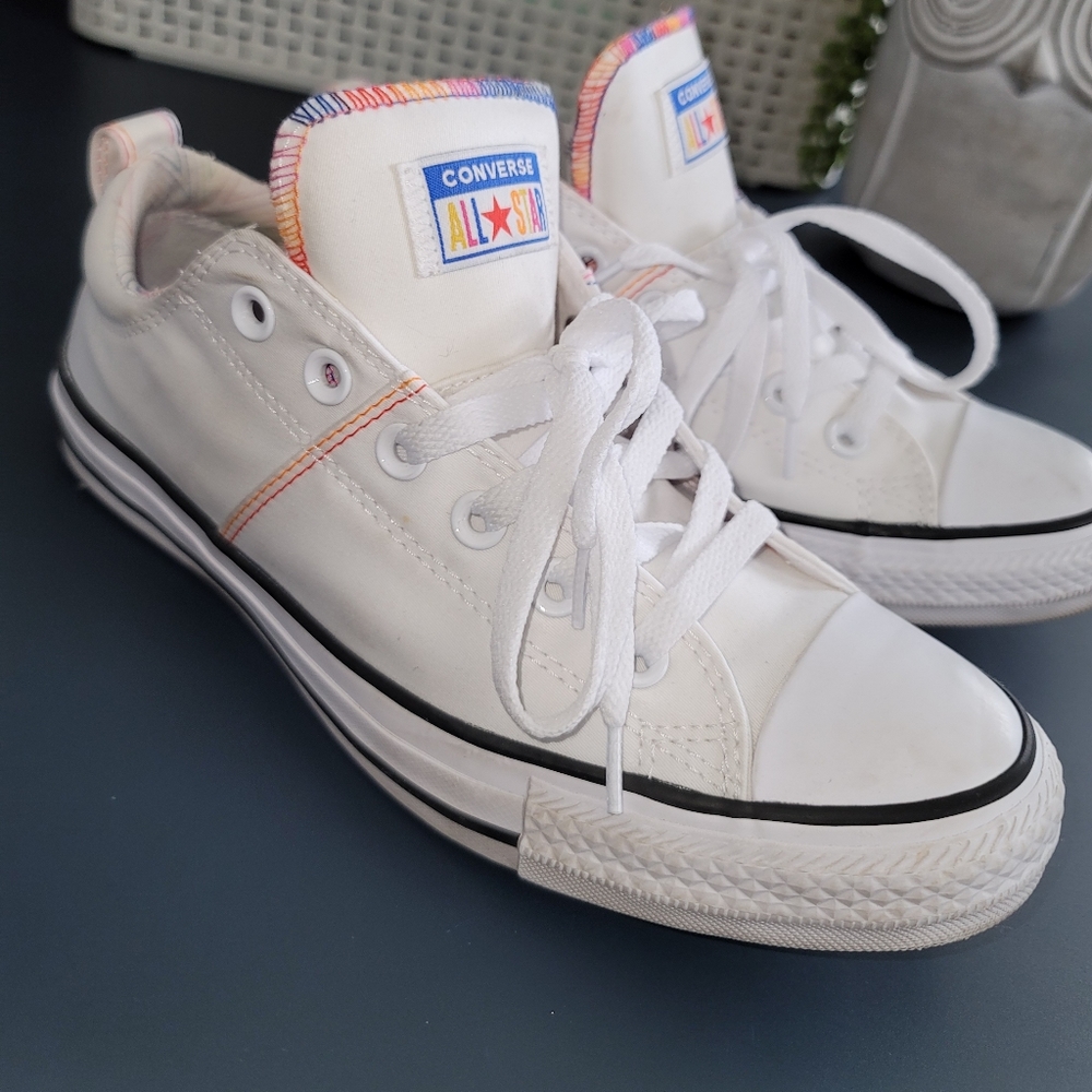 Converse with Rainbow Stitching